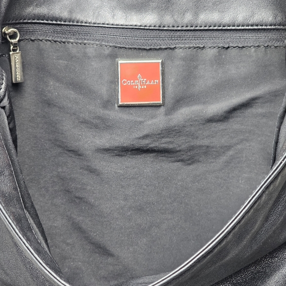Cole Haan Black Soft Leather Messenger Bag, Snap Button Closure, EUC - Picture 8 of 13